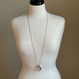 Silver chain 21” pendant necklace with crystal stone
